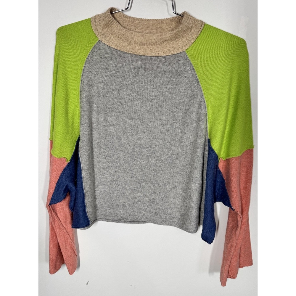 Storia color-block soft loose sweater Women's Small Boxy Cropped Boho Grunge
